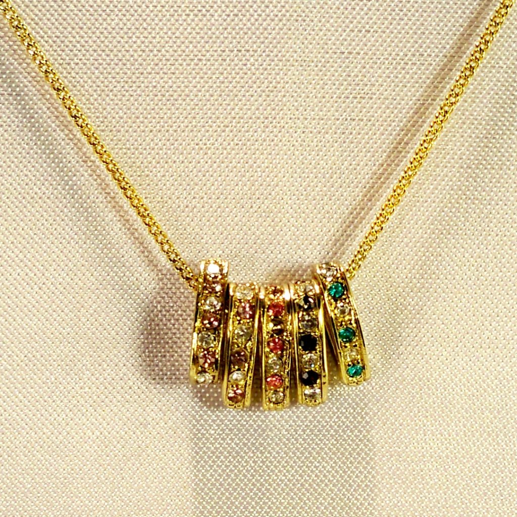 New Green Red Pink *Crystal Gold Designer Necklace